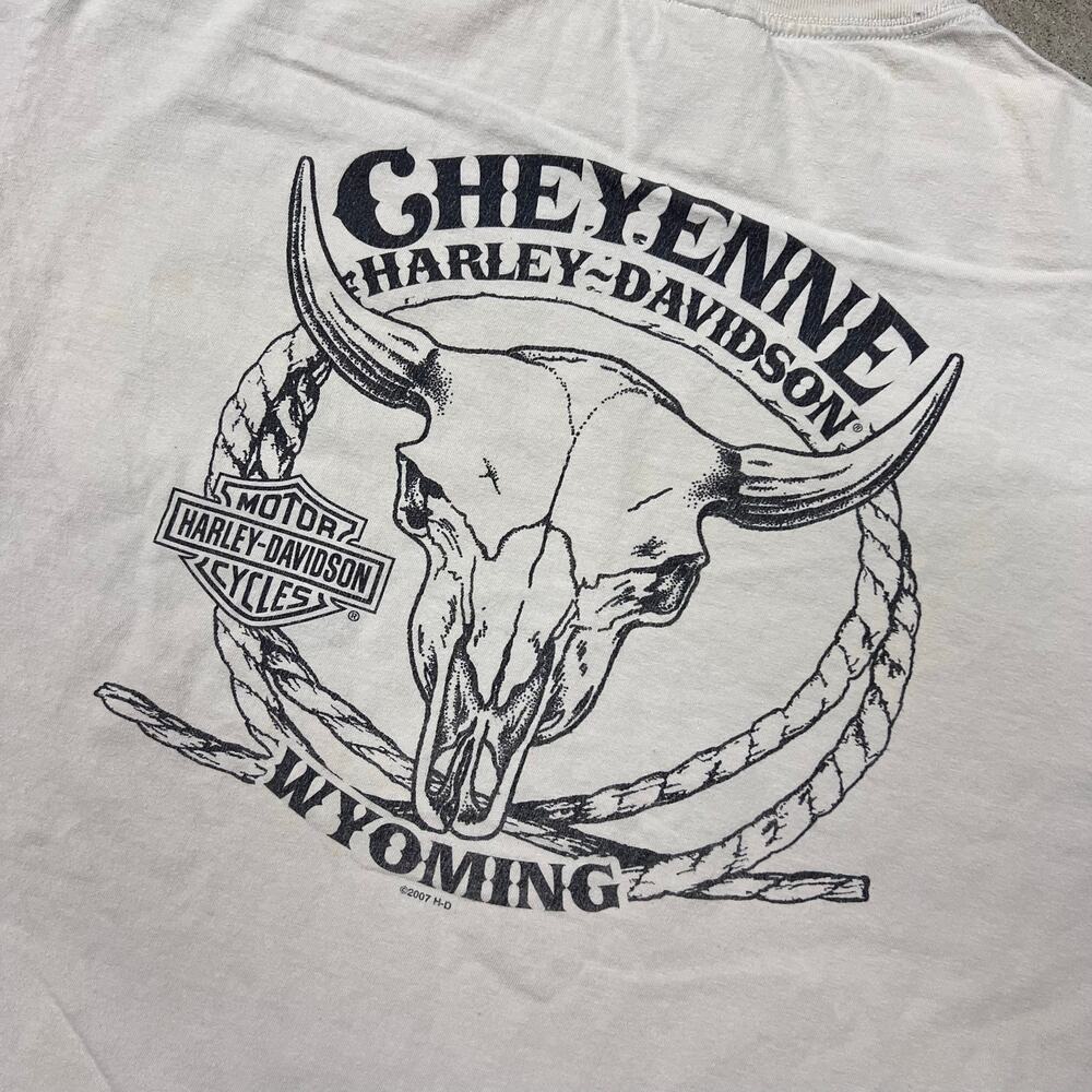 Vintage Harley Davidson Cheyenne Wyoming Bull Skull Western T Shirt 2000s XL - Picture 5 of 11
